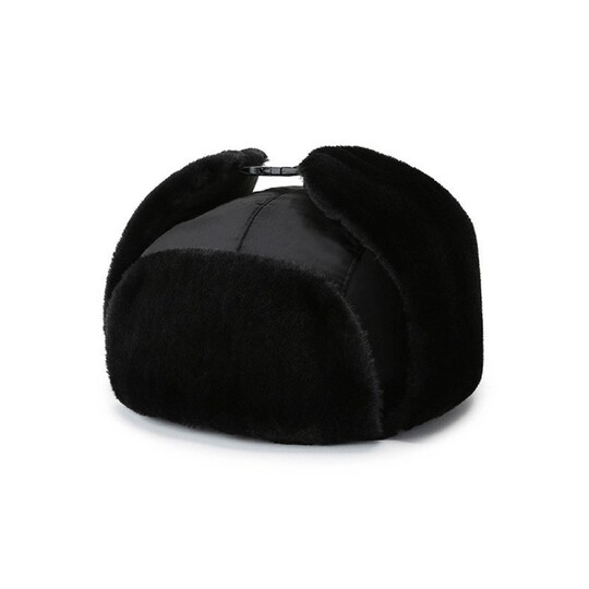 Talvisotilaiden hattu korvaläppäisellä kasvonaamiolla Musta
