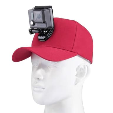 INF Baseball-lippis toimintakameran pidikkeellä, joka on yhteensopiva GoPro Redin kanssa