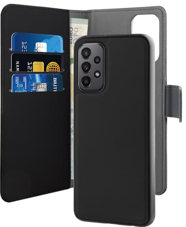 Puro 2in1 Samsung Galaxy A23 4G/5G lompakkokotelo (musta)