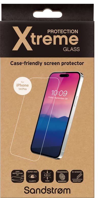 Sandstrøm iPhone 14 Pro litteä näytönsuoja
