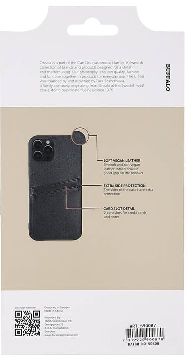 Buffalo Backcover iPhone 12/12 Pro suojakuori (musta)