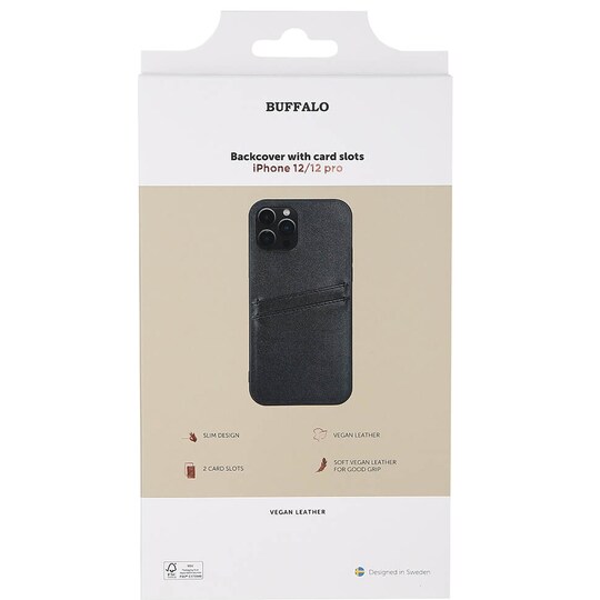 Buffalo Backcover iPhone 12/12 Pro suojakuori (musta)