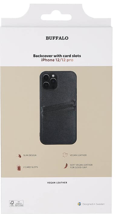 Buffalo Backcover iPhone 12/12 Pro suojakuori (musta)