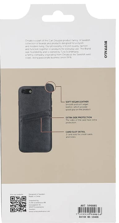 Buffalo Backcover iPhone SE/8/7/6 suojakuori (musta)