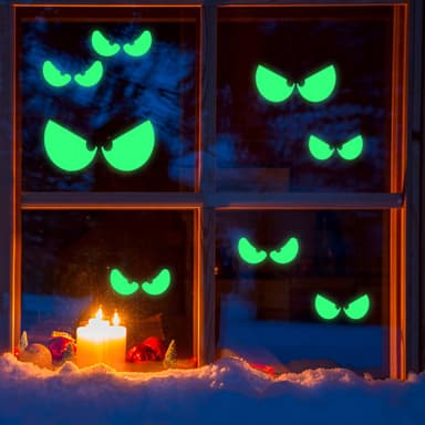 Halloween-aiheinen hohtava pimeässä ikkunatarra 3 kpl Vihreä