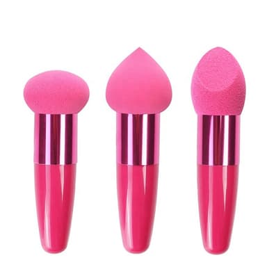 Powder Puff Mushroom Makeup Sponge Blender Puff kahvalla 3 pakkaus Vaaleanpunainen