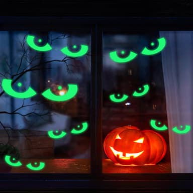 Halloween-aiheinen hohtava pimeässä ikkunatarra 3 kpl Vihreä