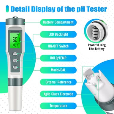3-in-1 digitaalinen vesitesteri EC/pH/lämpötila Vihreä