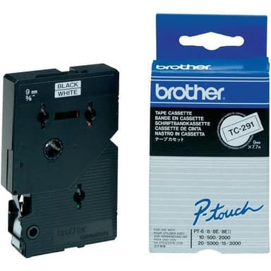 Brother TC -teippi 9 mm musta / valkoinen