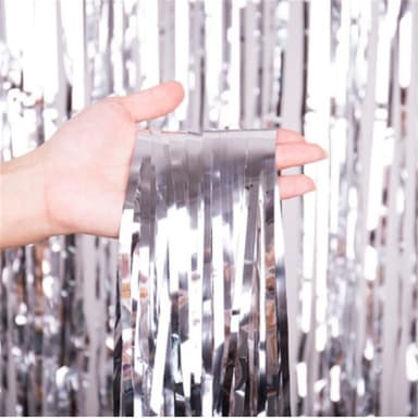Juhla glitter drapery glitter verho hopea 1x2 metriä 3-pack