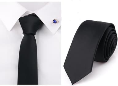 Pieni kapea solmio miehille Naiset Polyester Black
