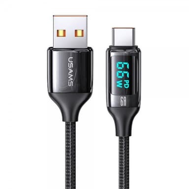 USAMS Kaapeli U78 Display USB-A/USB-C 1.2 m Musta