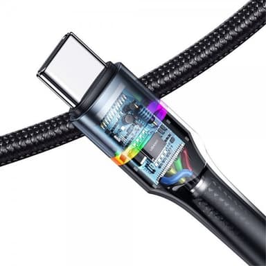 USAMS Kaapeli U76 LED USB-C/USB-C 1.2 m Musta