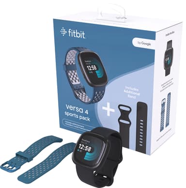 Fitbit Versa 4 älykellopakkaus (musta/safiiri)