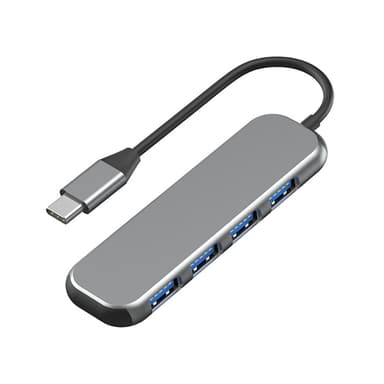 USB Type-C - Usb3.0 -keskitin 4-porttisella USB-sovittimella Hopeanharmaa