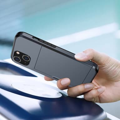 SKALO iPhone 14 Armor Suojakuori korttikotelo - Sininen