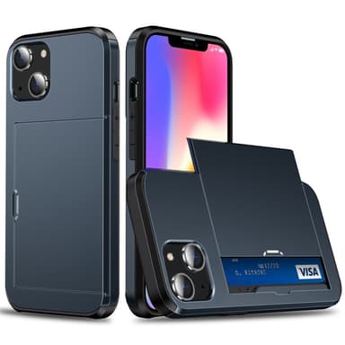 SKALO iPhone 14 Armor Suojakuori korttikotelo - Sininen