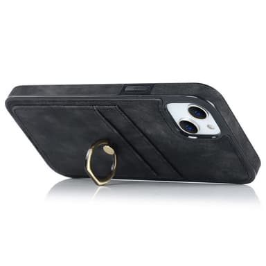 SKALO iPhone 14 Plus PU-nahkainen kortinhaltijan rengas - Musta