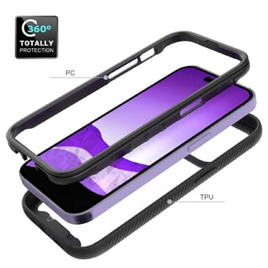 SKALO iPhone 14 Pro Iskunkestävä Clear Hybridi Suojakuori - Musta