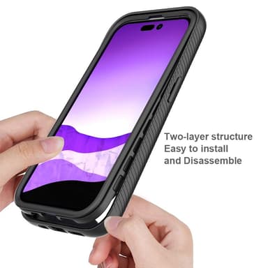SKALO iPhone 14 Pro Iskunkestävä Clear Hybridi Suojakuori - Musta