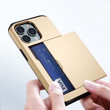 SKALO iPhone 14 Pro Armor Suojakuori korttikotelo - Kulta