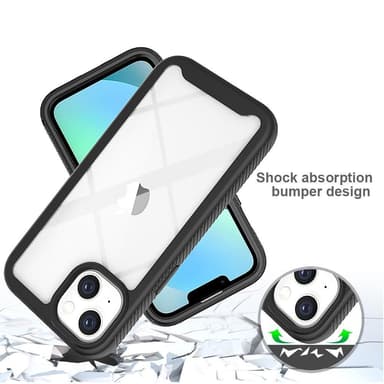 SKALO iPhone 14 Iskunkestävä Clear Hybridi Suojakuori - Musta