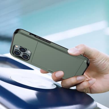 SKALO iPhone 14 Pro Max Armor Suojakuori korttikotelo - Vihreä