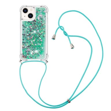 SKALO iPhone 14 Plus Juoksuhiekka Glitter Mobile kaulapanta - Turkoosi