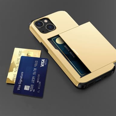 SKALO iPhone 14 Armor Suojakuori korttikotelo - Kulta