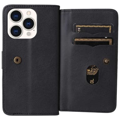 SKALO iPhone 14 Pro 10-lokeroa Lompakkokotelo - Musta