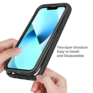 SKALO iPhone 14 Iskunkestävä Clear Hybridi Suojakuori - Musta