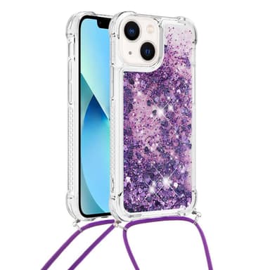 SKALO iPhone 14 Plus Juoksuhiekka Glitter Mobile kaulapanta - Violetti