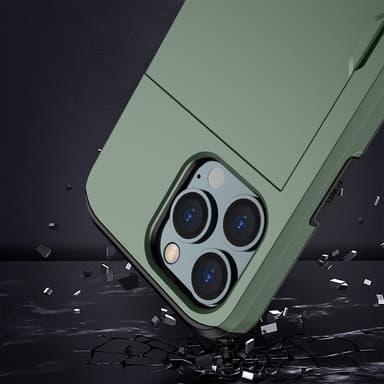 SKALO iPhone 14 Pro Max Armor Suojakuori korttikotelo - Vihreä