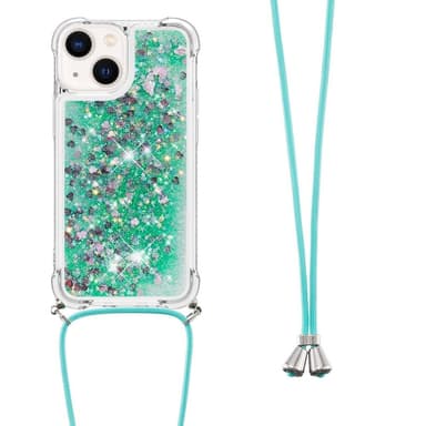 SKALO iPhone 14 Juoksuhiekka Glitter Mobile kaulapanta - Turkoosi