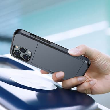 SKALO iPhone 14 Pro Armor Suojakuori korttikotelo - Sininen