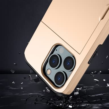 SKALO iPhone 14 Pro Armor Suojakuori korttikotelo - Kulta