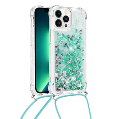 SKALO iPhone 14 Pro Max Juoksuhiekka Glitter Mobile kaulapanta - Turkoosi