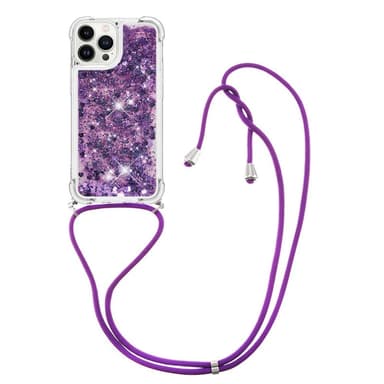 SKALO iPhone 14 Pro Juoksuhiekka Glitter Mobile kaulapanta - Violetti