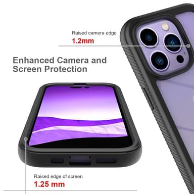 SKALO iPhone 14 Pro Iskunkestävä Clear Hybridi Suojakuori - Musta