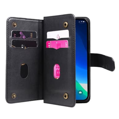 SKALO iPhone 14 Pro Max 10-lokeroa Lompakkokotelo - Musta