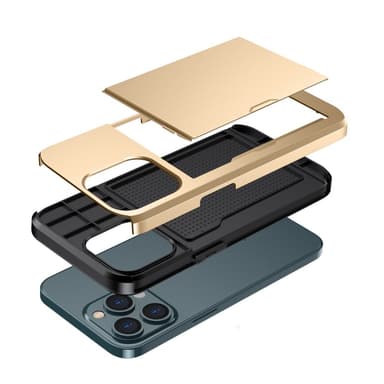 SKALO iPhone 14 Pro Armor Suojakuori korttikotelo - Kulta