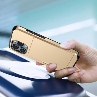 SKALO iPhone 14 Pro Armor Suojakuori korttikotelo - Kulta