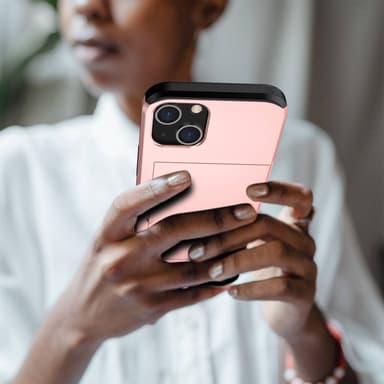 SKALO iPhone 14 Armor Suojakuori korttikotelo - Ruusukulta