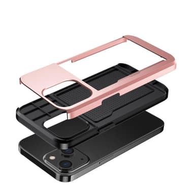 SKALO iPhone 14 Armor Suojakuori korttikotelo - Ruusukulta