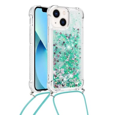 SKALO iPhone 14 Juoksuhiekka Glitter Mobile kaulapanta - Turkoosi