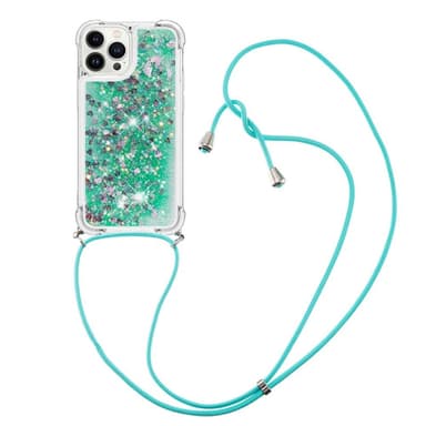 SKALO iPhone 14 Pro Juoksuhiekka Glitter Mobile kaulapanta - Turkoosi