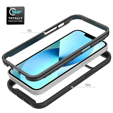 SKALO iPhone 14 Iskunkestävä Clear Hybridi Suojakuori - Musta