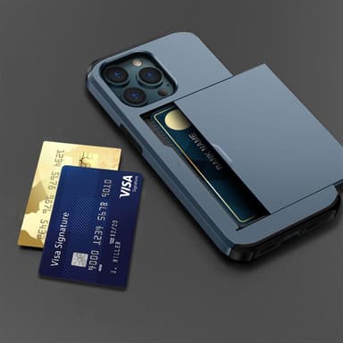 SKALO iPhone 14 Pro Armor Suojakuori korttikotelo - Sininen