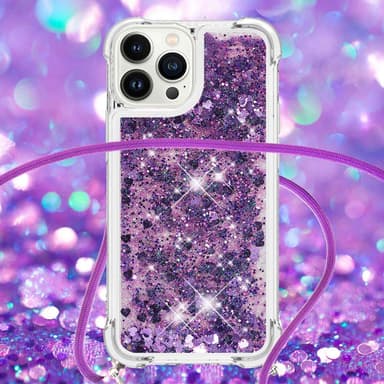 SKALO iPhone 14 Pro Juoksuhiekka Glitter Mobile kaulapanta - Violetti