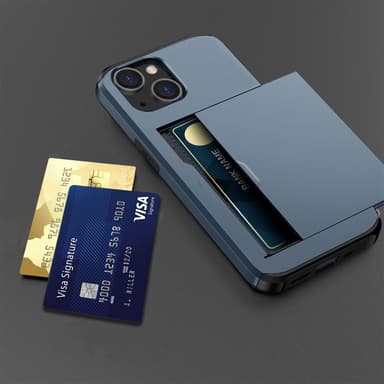 SKALO iPhone 14 Armor Suojakuori korttikotelo - Sininen